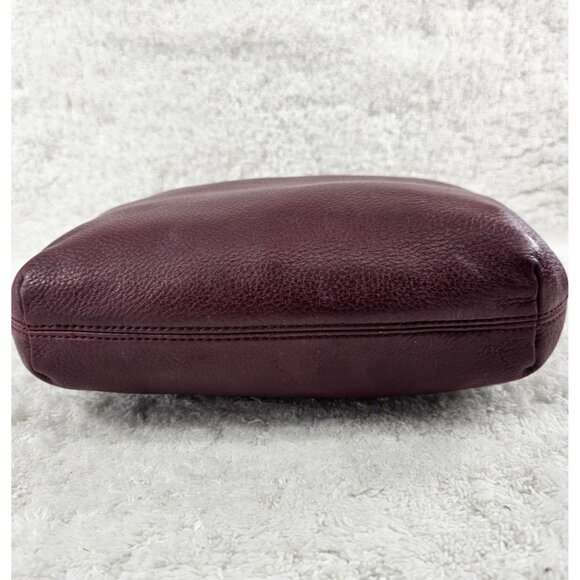 MICHAEL KORS Merlot Pebble Leather Hobo Satchel Shoulder Bag Large Logo Charm - Picture 10 of 15